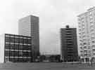 View: s32924 Brook Hill roundabout showing Netherthorpe flats (right), Bolsover Street (centre) and University of Sheffield's Arts Tower (left)