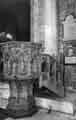 View: s34538 Carved oak pulpit in Sheffield Cathedral, the gift of Mrs Wilson of Banner Cross in memory of her husband, George Wilson