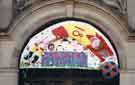 View: s34666 Banner on the Town Hall, Pinstone Street, celebrating the European Football Chamionships and Sheffield Children's Festival