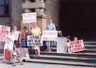 View: s35378 Protest by Meersbrook Bank School outside the Town Hall, Pinstone Street