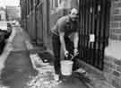 View: s35401 Stand pipe in use at Glossop Road Baths during the Water Strike