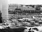 View: s35415 Construction of the College of Technology and Commerce (latterly Sheffield Polytechnic), Pond Street looking towards Park Hill flats and Sheffield Midland railway station