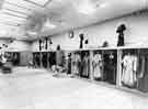 View: s35888 Interior of Brightside and Carbrook Cooperative Society, Castle House (No.1) department store, Angel Street showing ladies costumes and dresses