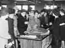 View: s35906 Interior of Brightside and Carbrook Cooperative Society, Castle House (No.1) department store, Angel Street showing customers 'fighting' for a bargain