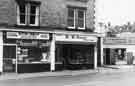 View: s38482 Shops on Machon Bank Road, Nether Edge showing (left to right) H. Tymand Son Ltd (No.5), butchers; Turners Bakers Ltd (No.7) and Nether Edge News, newsagents