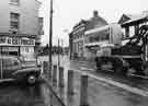 View: s38573 London Road showing (centre) Fine Ware, drapers (Nos.427-431) and Yorkshire Bank Ltd (No.421)