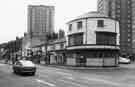 View: s38628 Nos.42-72 London Road,Sharrow showing Jean's Flower Boutique (centre) with Lansdowne Estate Flats (behind)