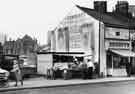 View: s38629 Denniff's, butchers, No.56 London Road, Sharrow showing (left) Ecclesall Vestry Hall, Cemetery Road