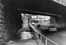 View: s38632 London Road at Heeley Bottom showing Heeley Railway Bridge and (centre) H. Ponsford Ltd, furniture dealers (Nos.577-609)