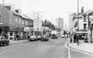 View: s38649 London Road, Highfield looking towards Lansdowne Estate Flats (centre) and showing (right) the Cremorne public house (No.185) and F.William Otto, cabinet makers (No.183) and (left) London Bargains