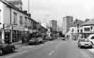 View: s38650 London Road, Highfield looking towards Lansdowne Estate Flats (centre) and showing (right) the Cremorne public house (No.185) and F.William Otto, cabinet makers (No.183) and (left) Copytec, photocopier dealers