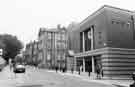 View: s38944 Mappin Street showing Blackwell's University bookshop (right) and University of Sheffield's Department of Applied Science building (centre)