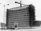 View: s39133 Construction of British Transport Commission Offices, Sheaf House, Suffolk Road showing Sheaf Square roundabout (centre)