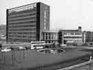 View: s39134 British Transport Commission Offices, Sheaf House, Suffolk Road showing Sheaf Square roundabout (centre) and Dyson Refractories (right)