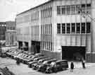 View: s39166 Delivery vans on the loading bay of Sheffield Telegraph and Star, junction of York Street and Hartshead 