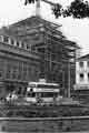 View: s39297 Construction of the Fountain Precinct (centre) showing Goodwin Fountain, Balm Green (foreground) and H.L.Brown, jewellers (right), Fargate and the Music Centre, Leopold Street (left)