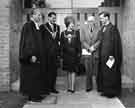 View: s40666 Dedication of The Michael Church United Reformed, Lowedges Road, Greenhill showing Alderman John Stenton Worrall, Lord Mayor (2nd left) and the Lady Mayoress