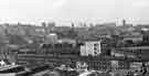 View: s41065 View from Cemetery Road Flats across Ecclesall Road showing the University (back left) and St. George's C. of E. Church (back right) showing Moore Street electricity sub-station (right) 