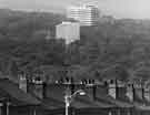 View: s41395 View from Greystones across Endcliffe Park showing Sorby Hall of Residence (centre) and Hallam Tower Hotel (top)