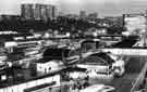 View: s41841 Night view of Pond Street Bus Station showing Norfolk Park Flats (top left)