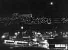 View: s41843 Night view of Pond Street Bus Station and (top left) Hyde Park Flats