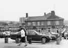 View: s42689 Car park at the corner of Union Street (foreground) and Charles Street (right) showing Yorkshire Grey public house, No.69 Charles Street (centre)