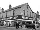 View: s42739 Fred Hartley and Sons Ltd., motor accessories dealers, No.38 Middlewood Road, Hillsborough at junction with Proctor Place (right)