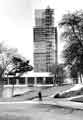 View: s42886 Construction of the Arts Tower, University of Sheffield, No.12 Bolsover Street as seen from Weston Park showing the University Library (foreground)