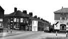 View: s43097 Halfway House public house (right), looking down Station Road at Halfway crossroads