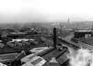 View: s43182 View from Victoria Station towards Attercliffe showing (centre) Thomas W. Ward Ltd, Albion Works, Savile Street and (right)  Effingham Street Gas Works and gas holder