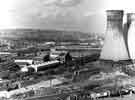 View: s43187 View of Neepsend looking south west from the railway showing Neepsend Gas Works and cooling towers (right)