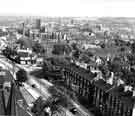 View: s43308 View from the University of Sheffield buildings on Western Bank looking towards the City Centre showing (top centre) Jessop Hospital for Women c.1962