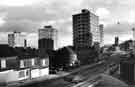 View: s43325 Netherthorpe Flats showing (centre right) Brook Hill roundabout and (foreground) Bolsover Street