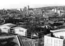 View: s43334 View over Netherthorpe from Pye Bank flats showing (top right) Martin Street flats and Crookesmoor recreation ground and (top centre) Netherthorpe Flats, University Arts Tower and Royal Hallamshire Hospital