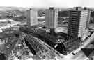 View: s43335 View over Netherthorpe from University Arts Tower showing (centre) Netherthorpe flats (bottom right) Bolsover Street and (behind flats) Netherthorpe Road