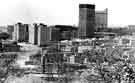 View: s43339 View of Netherthorpe showing (left) Netherthorpe Road (left middle) Netherthorpe and Netherthorpe Street flats and (top centre) University Arts Tower and Royal Hallamshire Hospital