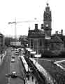 View: s43389 View of Pinstone Street looking up to Town Hall Square showing (right) Town Hall and Peace Gardens