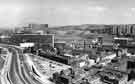 View: s43393 View from Redvers House looking towards Park Hill Flats showing (middle left) Owen Building, Sheffield Polytechnic (left) Arundel Gate and (right) Sheaf House and Norfolk Park flats