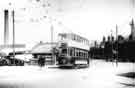 View: s43557 Tram No.489 at the Sheffield Midland railway station showing (left) the Cosy Cafe