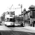 View: s43570 Tram No.222 on Leopold Street with stream line tram following