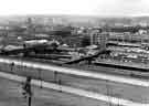 View: s43606 View from Park Hill showing (foreground) Bungay Street and Granville Road and Sheffield Midland railway tation and (middle right) Kennings Ltd., Sheaf Street 