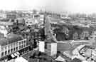 View: s43607 View from Lansdowne Flats towards the City Centre showing (centre) the Moor (centre foreground) Barclays Bank, No. 2 London Road (right) St.Mary's Gate (left) Cemetery Road and (right) London Road