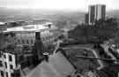 View: s43608 View from Town Hall showing (left) the Town Hall extension (centre foreground) Peace Gardens, (right) Pinstone Street, (centre right) Redvers House