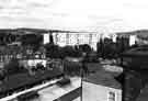 View: s43619 Hillsborough viewed from the Hospital of Hillsborough Barracks showing (centre) Regent Court flats