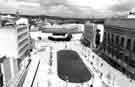 View: s43780 View of Tudor Square from the Town Hall extension showing (top centre) the Crucible Theatre (top right) the Lyceum Theatre (bottom right) the Central Library and Graves Art Gallery 