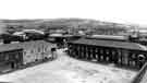 View: s43988 View from the clock tower over the artillery parade ground, Hillsborough Barracks towards Neepsend and Parkwood Springs showing (centre) Penistone Road