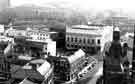 View: s44015 View of Surrey Street from Town Hall showing (bottom) No.117 Hibbert Bros., fine art dealers, (centre) Central Library and Graves Art Gallery and (top) Park Hill Flats