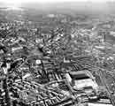 View: s44088 Highfield showing (bottom left) London Road; (centre left) Manpower Services Commission offices; and, (centre) Bramall Lane football ground