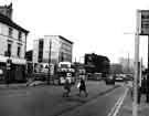 View: s44167 London Road looking towards St. Mary's Gate and Ecclesall Road showing (left) Barclays Bank and (centre) Henry Playfair Ltd., No. 2 Ecclesall Road 