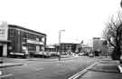 View: s44176 Junction of Bramall Lane and Denby Street showing (l.to r.) F. E. Hall and Co. Ltd, motor radiator repairers and sheet metal workers and Kennings Ltd., service station and car dealers